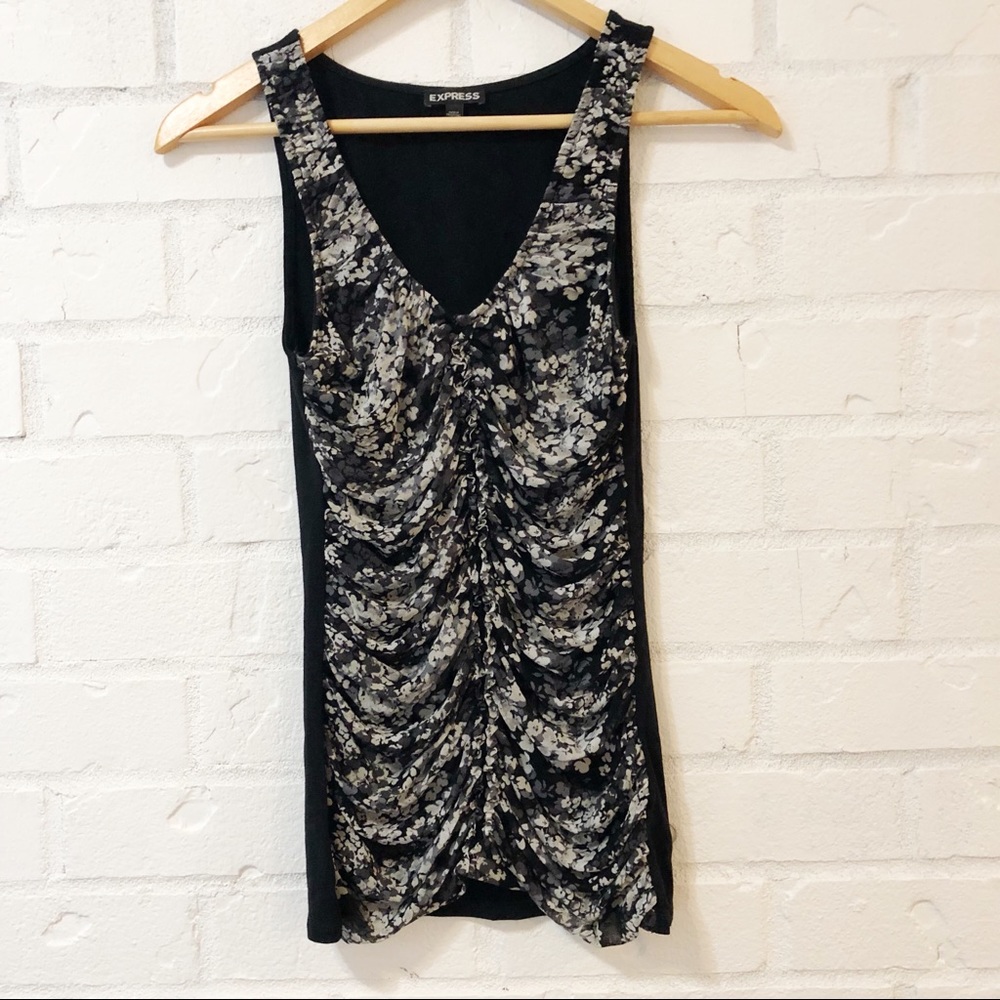Ruched Floral Tank Top from Express